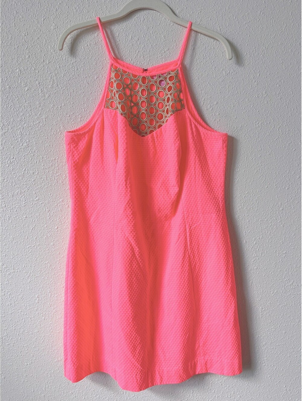 Lilly Pulitzer Larina Shift Dress Pink Sun Ray Size 14 Coastal Metallic Neon